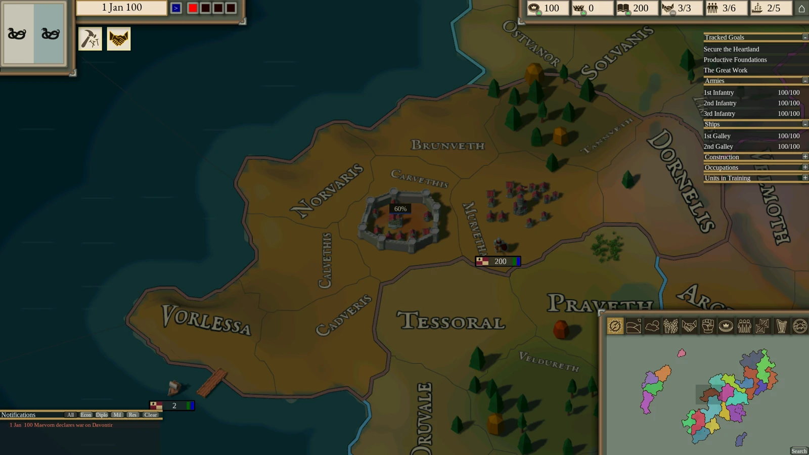 A town hall and houses inside the walls during a siege in Iron Dice